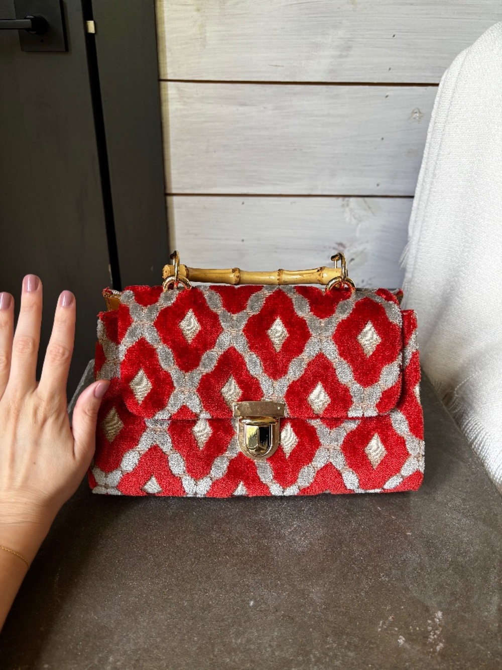 Glenda Gies Lilly Mango Orange Diamond Handbag – Brand New